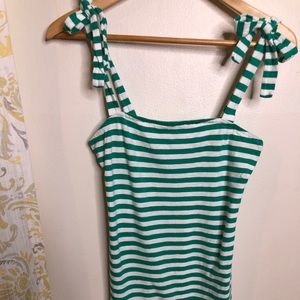 J. Crew cotton green/white striped dress, Size xs